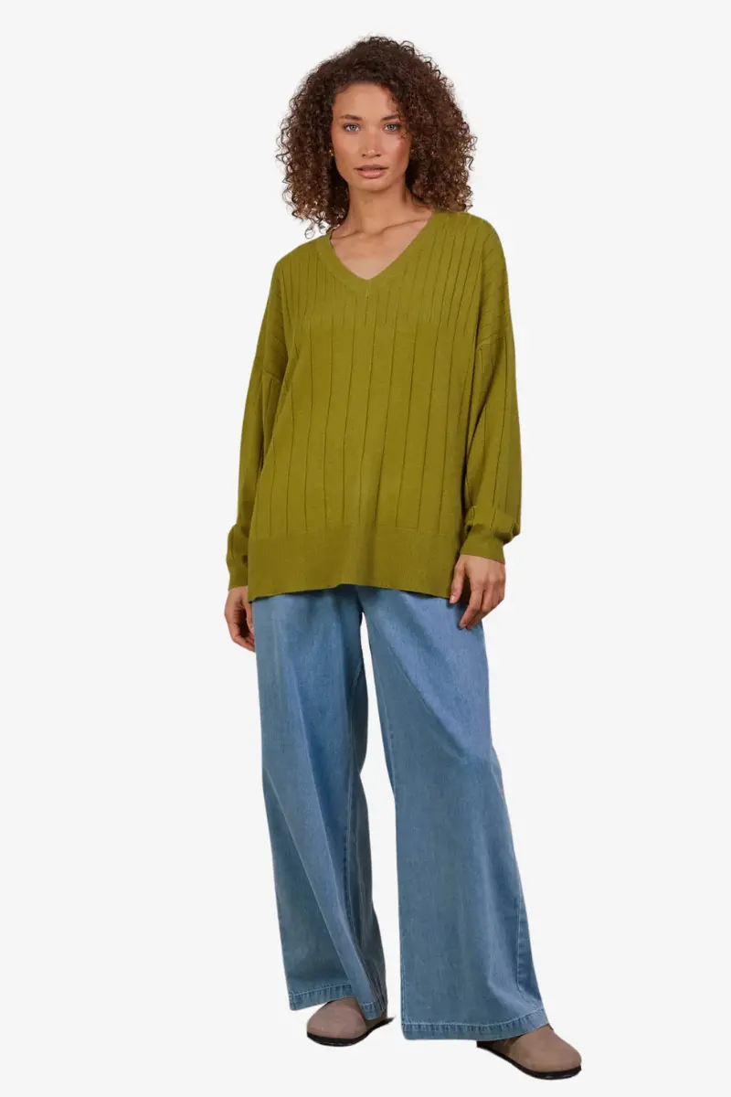 Eb & Ive - Palmer Relaxed Knit - Chartreuse 1