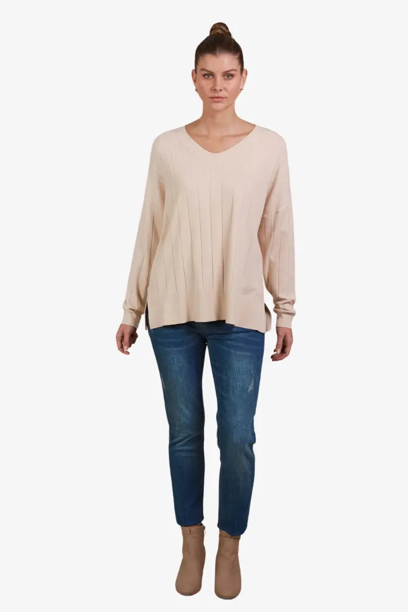 Eb & Ive - Palmer Relaxed Knit - Ecru 1