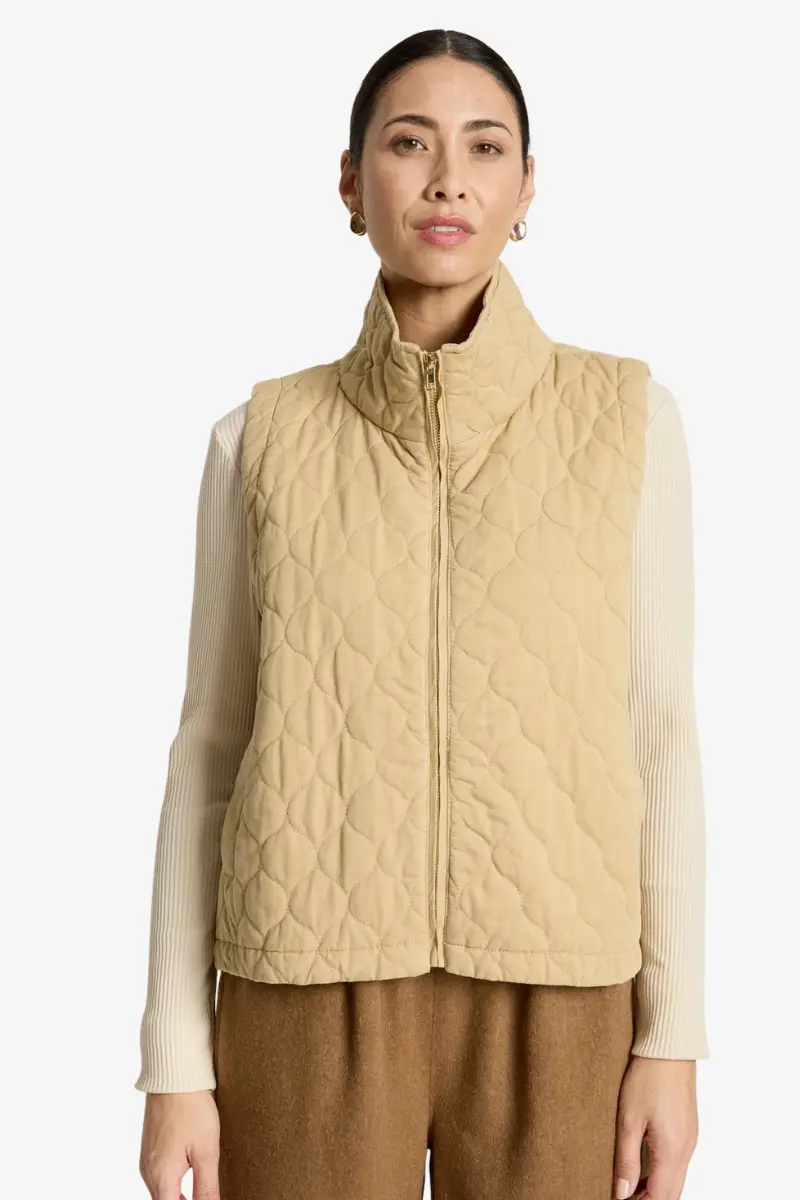 Eb & Ive -Sansi Quilted Crop Vest - Dune 1