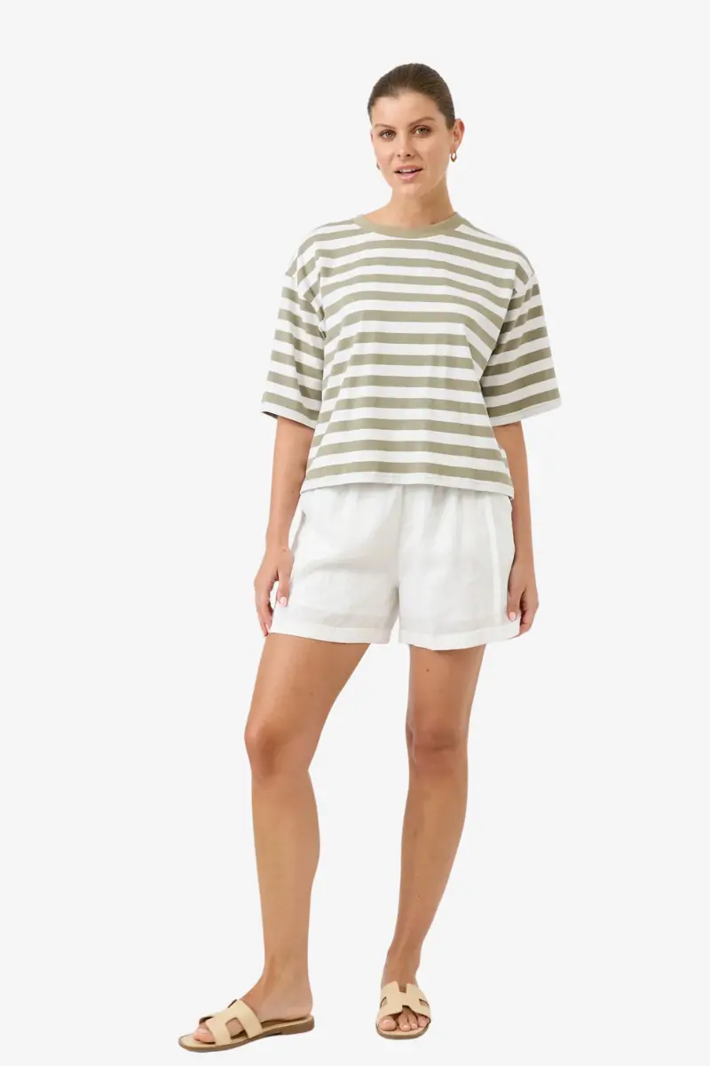 Eb & Ive - Studio Stripe Tshirt - Olive 1
