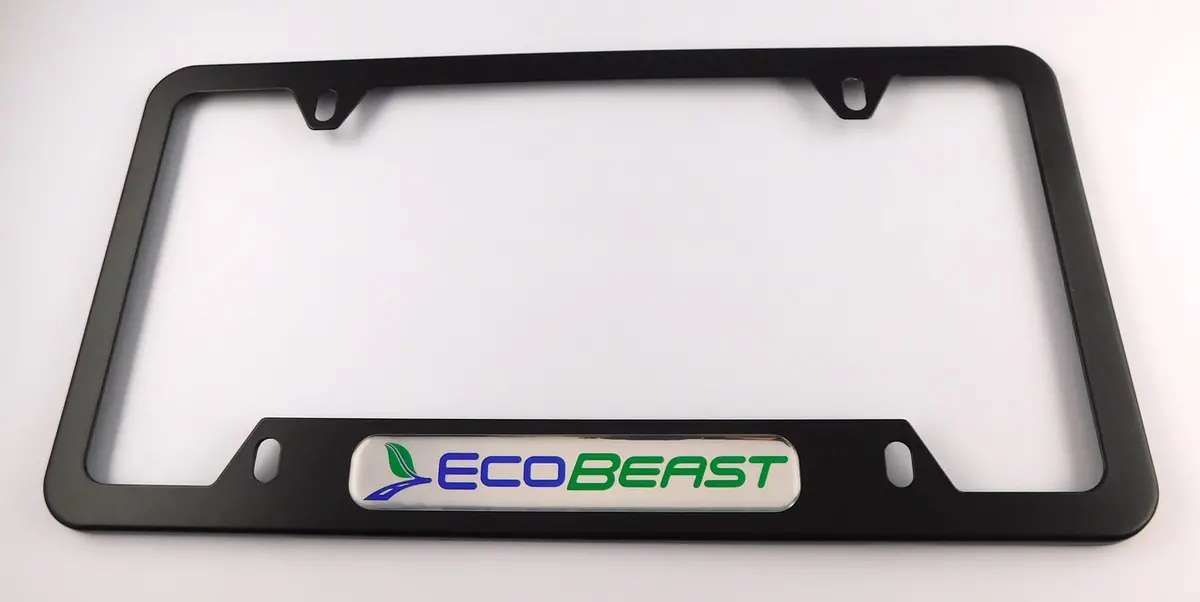 Copy Of Ecobeast Chrome Metal Black Aluminium Car License Plate Frame Holder 4 Hole Bottom Cutout 1