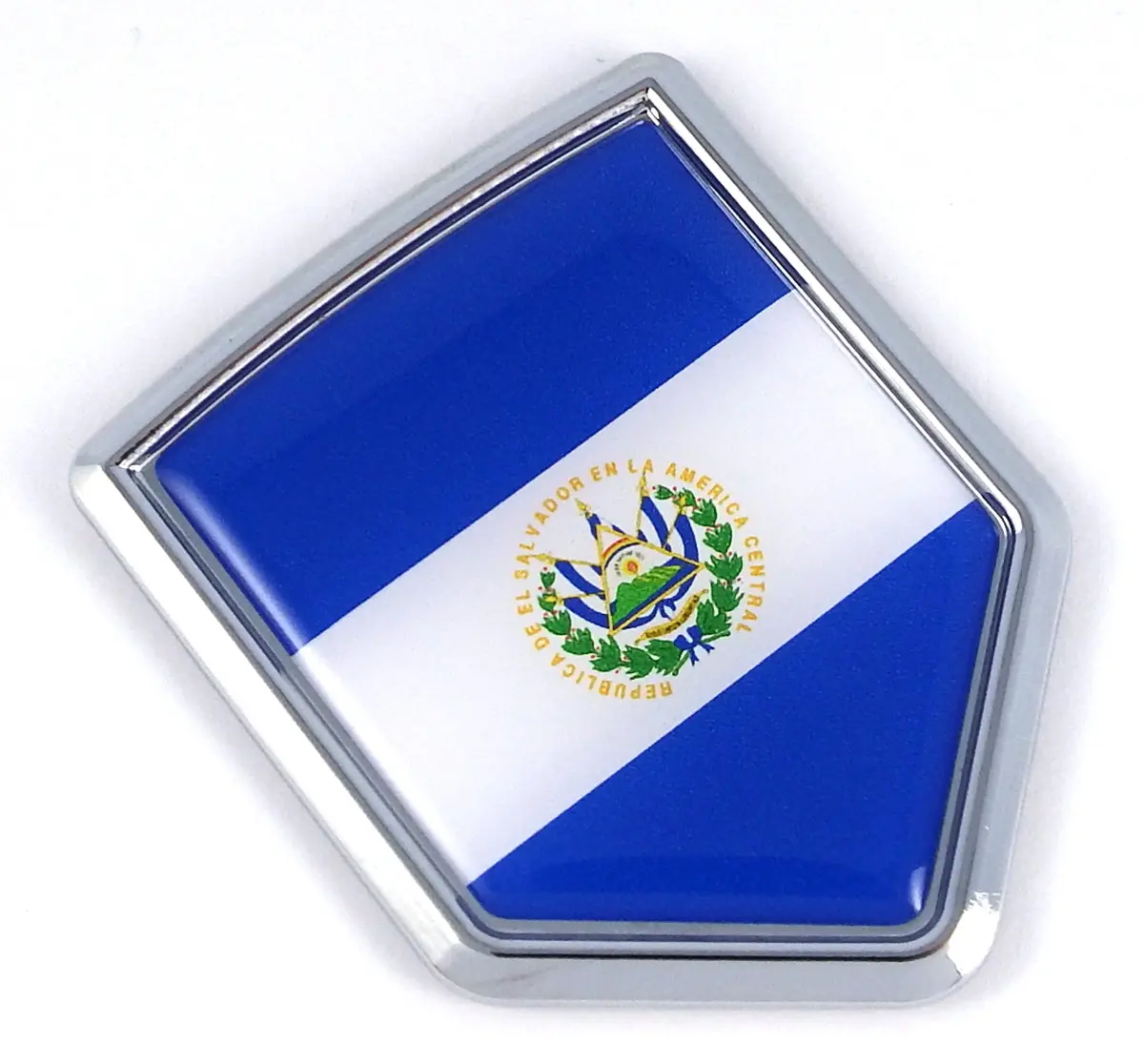 El Salvador Flag Car Chrome Emblem Decal Stick 1