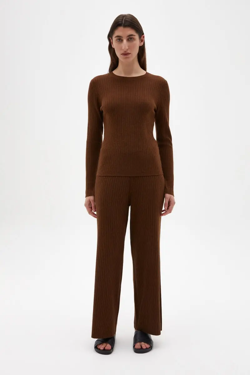 Assembly Label - Ella Long Sleeve Knit - Burnt Ochre Marle 1