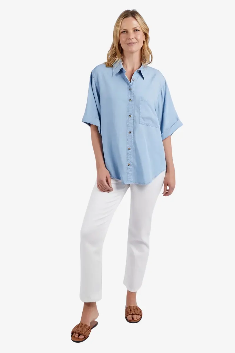 Elm - Blissful Short Sleeve Shirt - Chambray 1