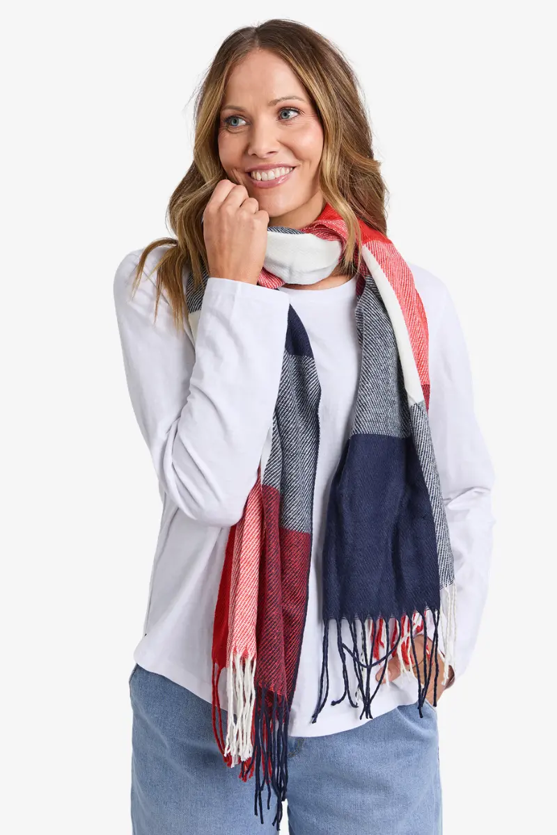 Elm - Celeste Check Scarf - Red 1