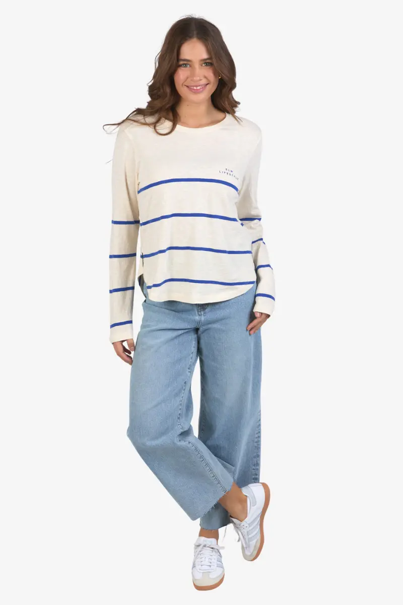 Elm - Crosby Long Sleeve Tee - Blue/White Stripe 1