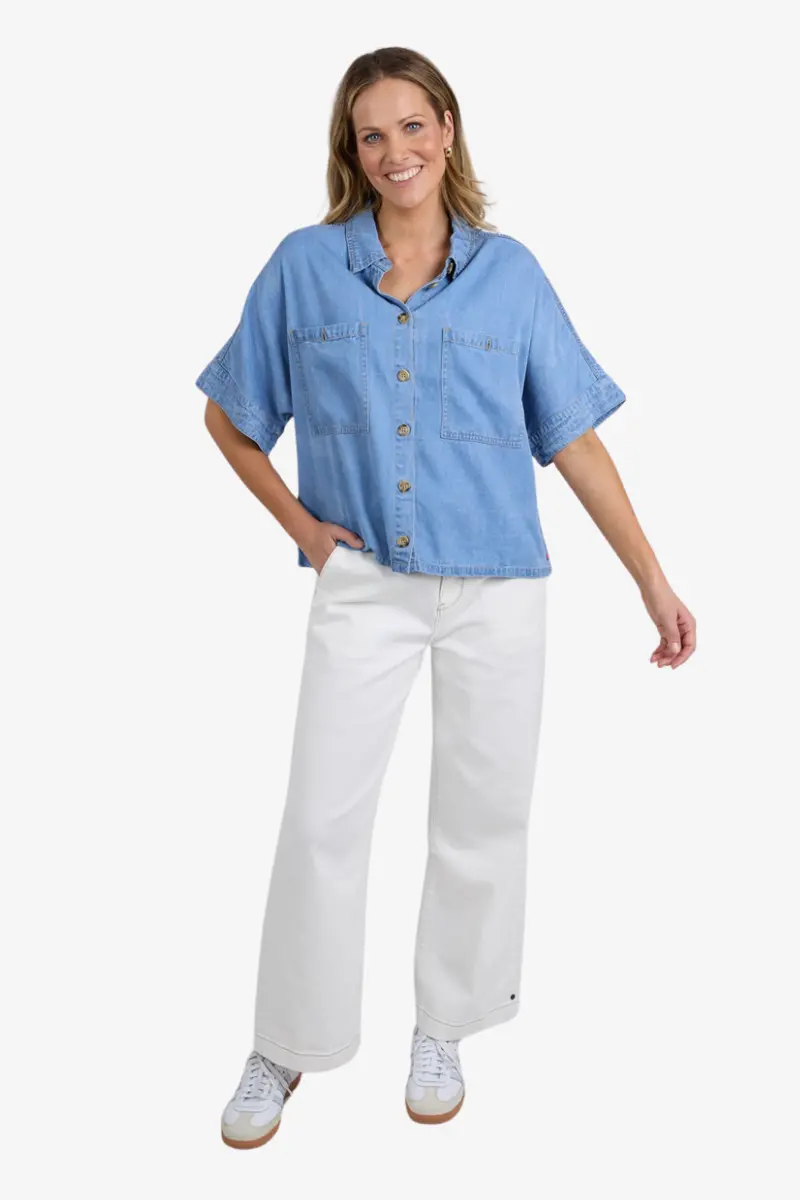 Elm - Demi Short Sleeve Jacket - Light Blue Wash 1