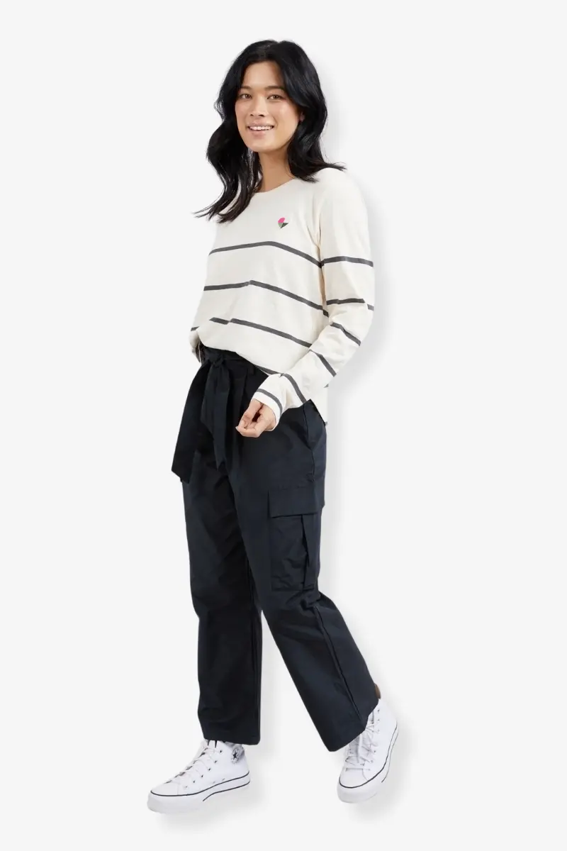 Elm - Heart Song L/S Tee - Charcoal Pearl Stripe 1