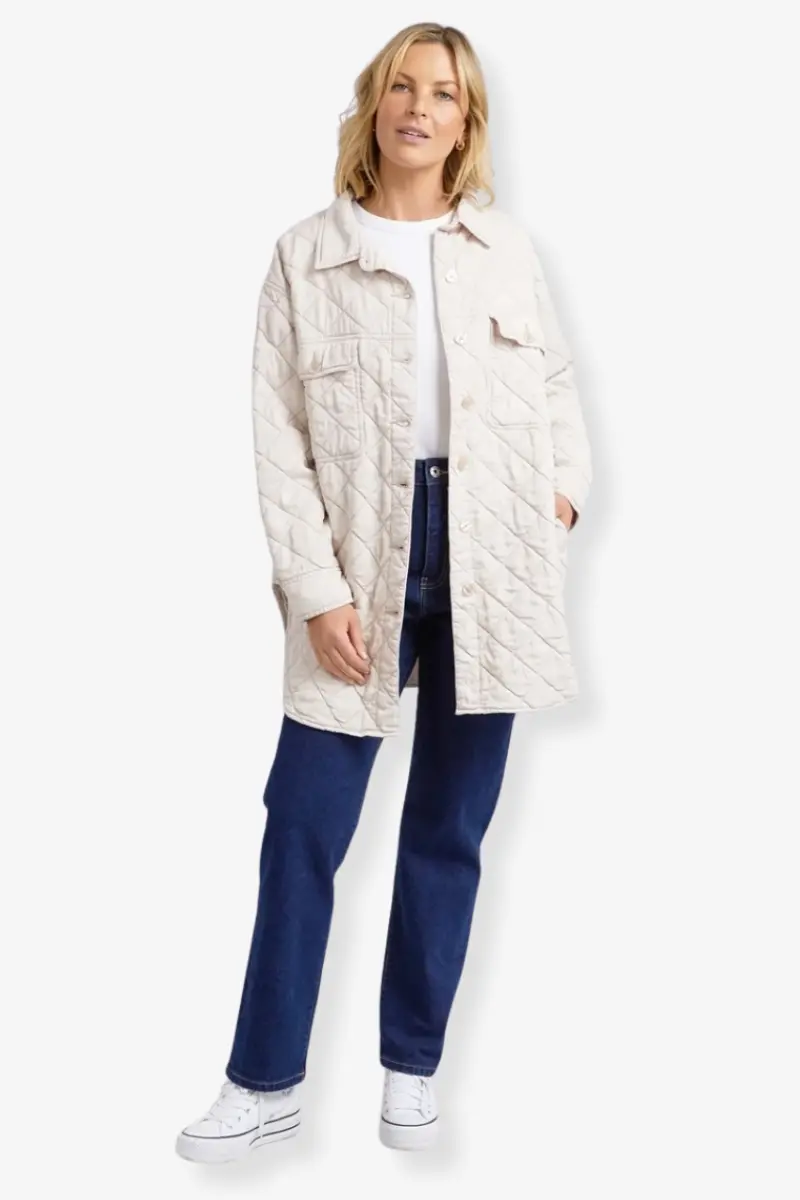 Elm - Katie Quilted Shacket - Oat 1