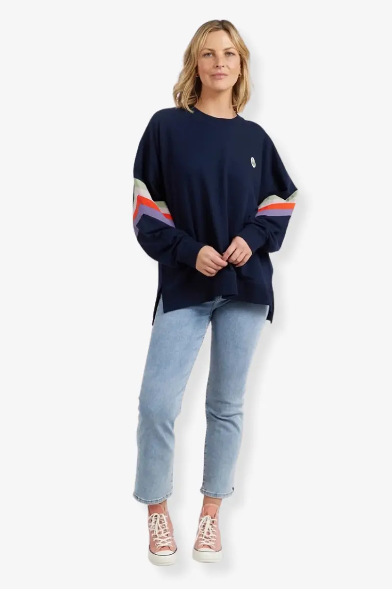 Elm - Lined Up Crew - Navy 1