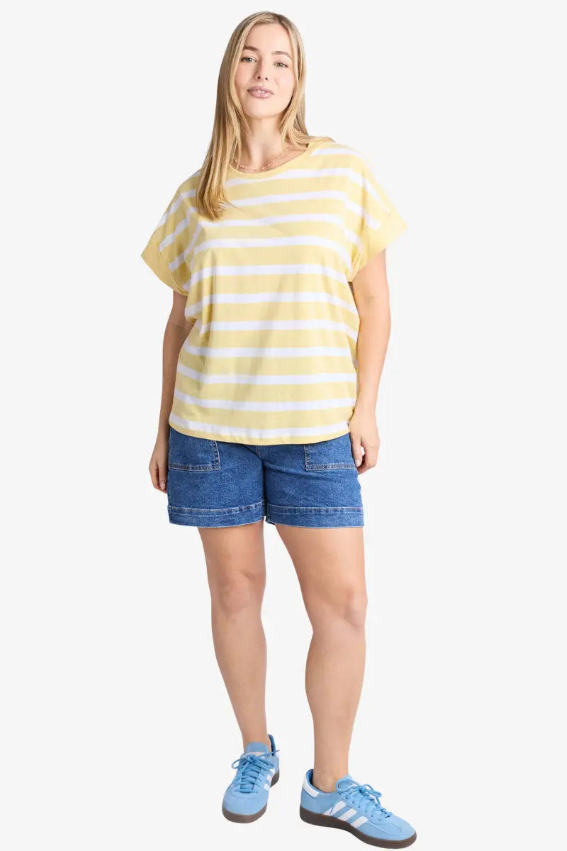 Elm - Maddison Tee - Banana  / White Stripe 1