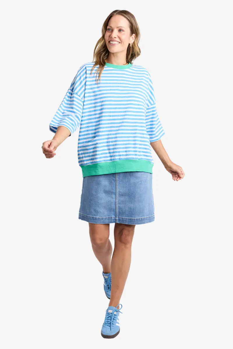 Elm - Fundamental Mazie Sweat - Azure/ White/Green 1