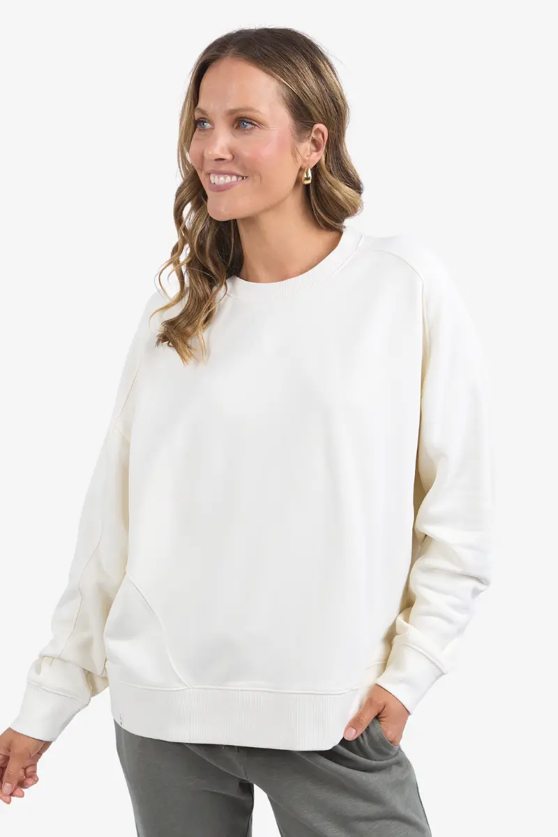 Elm - Nina Fleece Crew - Pearl 1