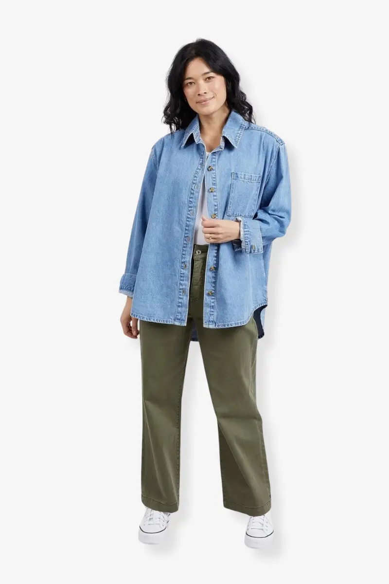 Elm - Odette - L/S Denim Shirt - Mid Blue Wash 1