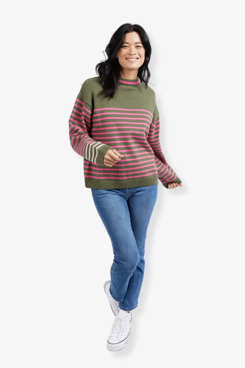 Elm - Penny Stripe Knit - Clover Pink Stripe 1