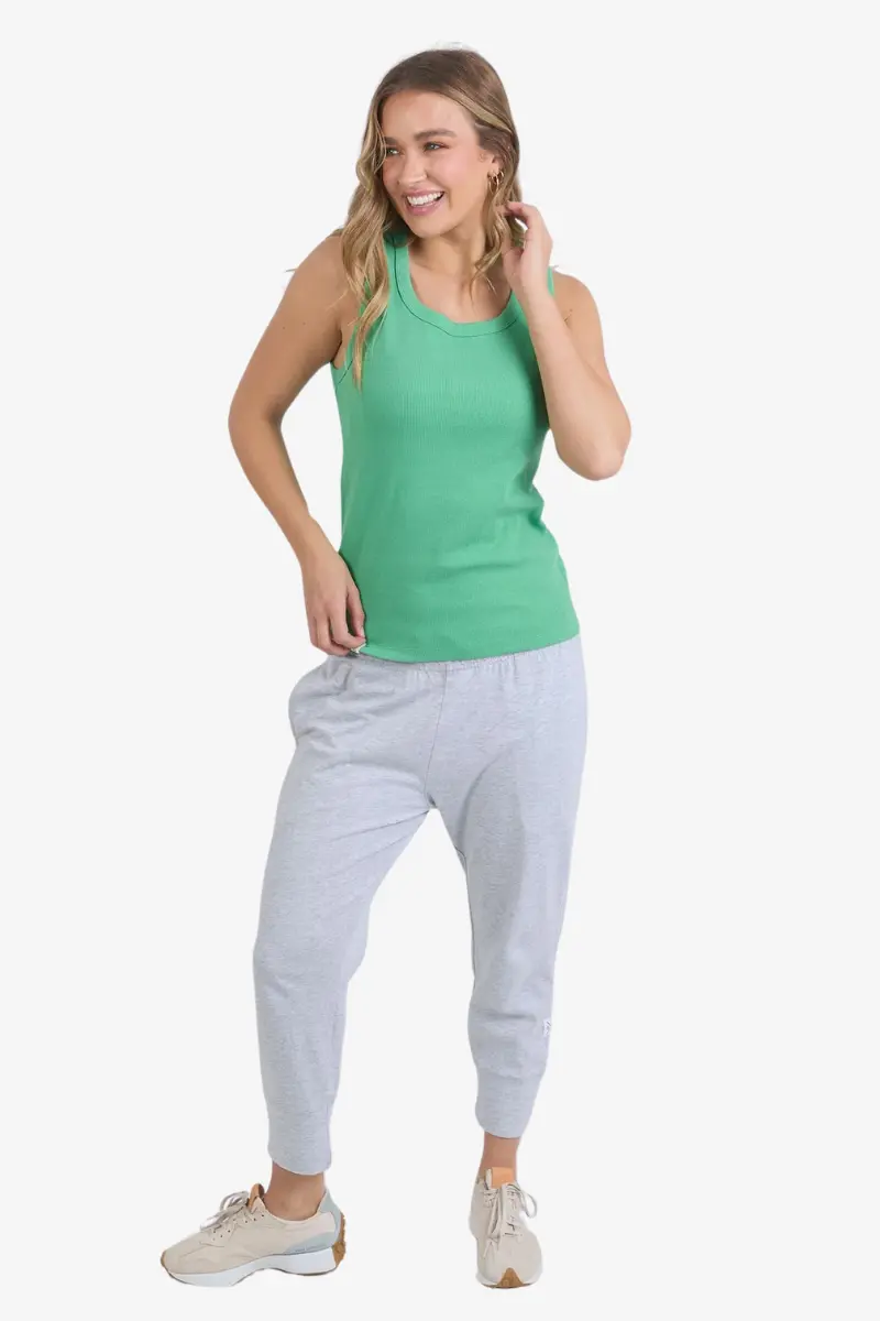 Elm - Rib Crew Tank - Green 1