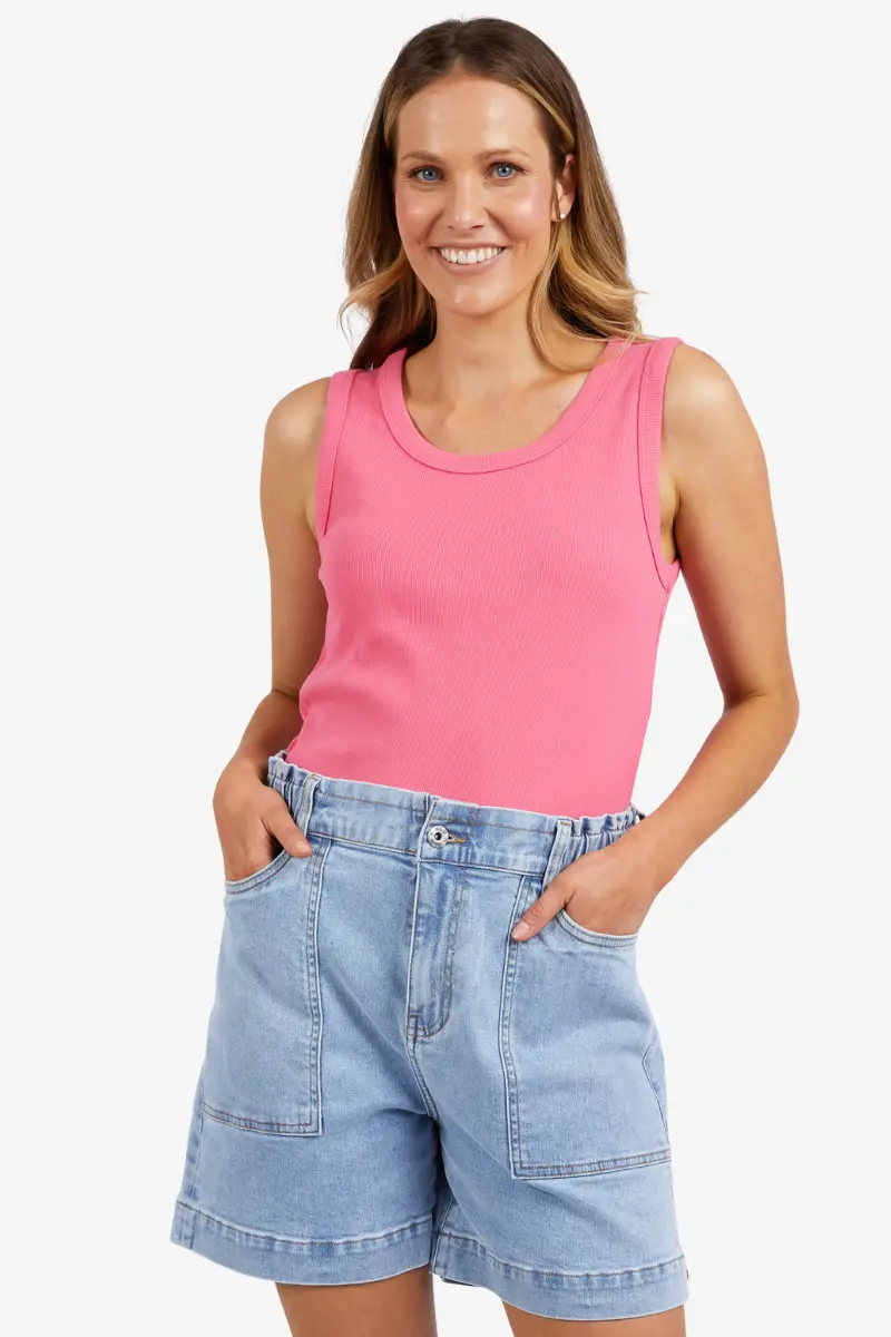 Elm - Rib Crew Tank - Pink Lemonade 1