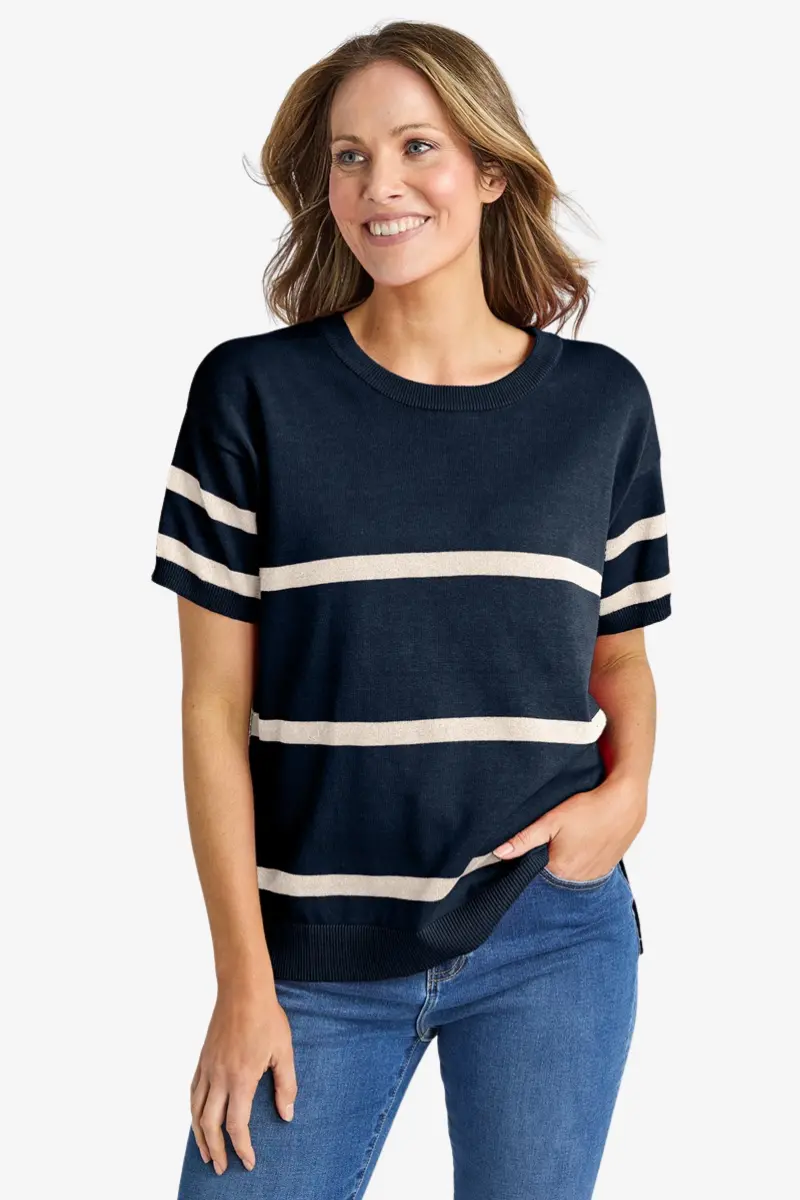 Elm - Sage Short Sleeve Knit - Navy 1