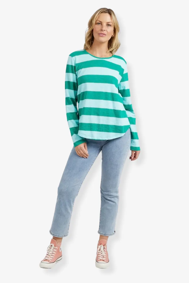 Elm - Spritz Stripe L/S Tee - Goodness Green Stripe 1
