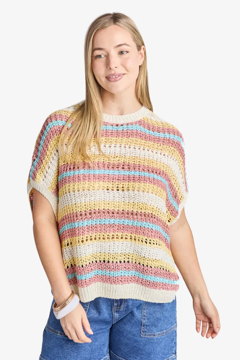 Elm - Striped Knit Top - Blue Stripe 1