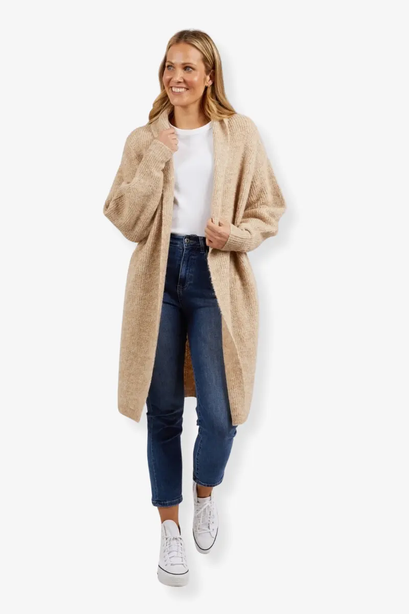 Elm - Sylvie Longline Cardigan - Oatmeal 1