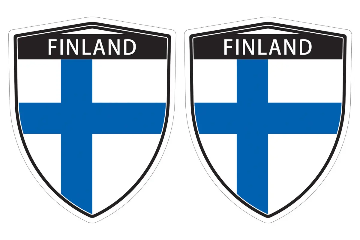 Finland Finish Flag Shield Shape Decal Car Bumper Window Sticker Set Of 2,  Sh019 1