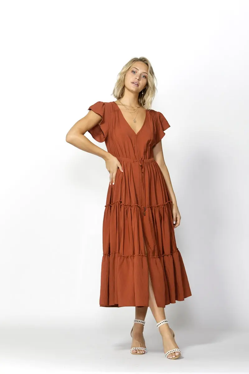 Fate + Becker - Love Game Maxi Dress - Warm Ginger 1