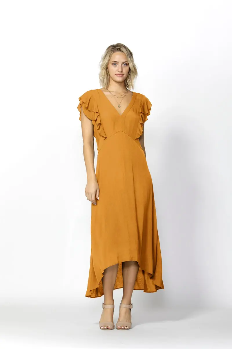 Fate + Becker - Monroe Linen Blend Dress - Mellow Yellow 1