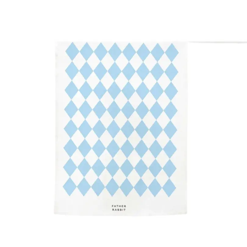 Father Rabbit - Tea Towel - Blue Diamonds 1