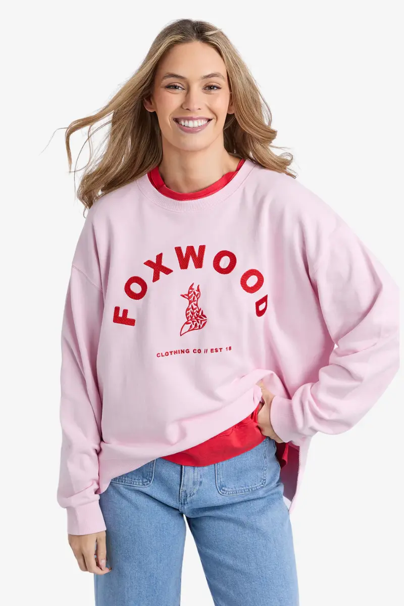 Foxwood - Effortless Contrast Crew - Pink 1