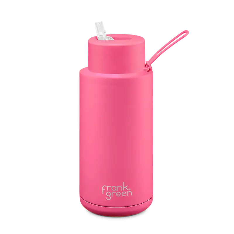 Frank Green - 34Oz Reusable Bottle (Straw) - Neon Pink 1