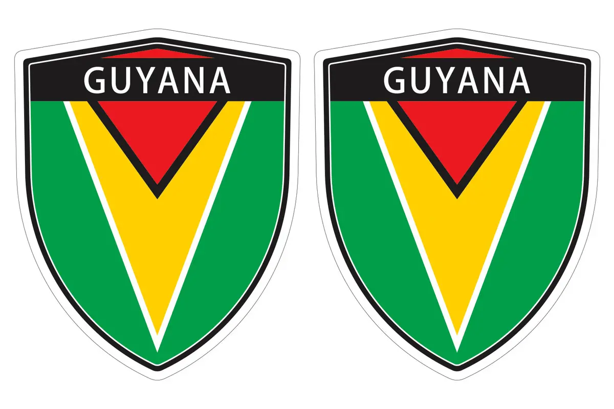 Guyana Flag Shield Shape Decal Car Bumper Window Sticker Set Of 2,  Sh023 1