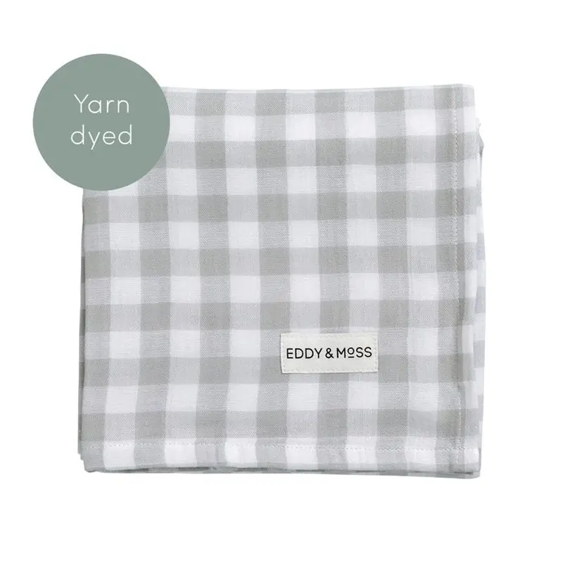 Eddy & Moss - Swaddle Wrap - Gingham Fog 2