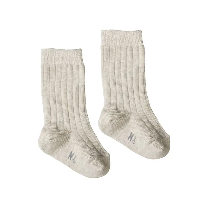 Nature Baby - Organic Cotton Rib Socks -Grey Marl 1