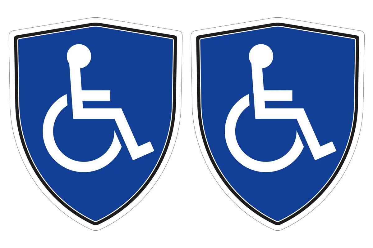 Handicap Sign Shield Shape Decal Car Bumper Window Sticker Set Of 2,  Sh063 1
