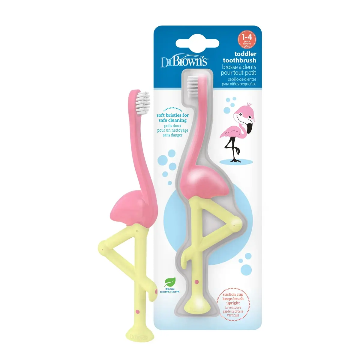 Cepillo De Dientes Bebés Y Niños Pequeños 1-4 Años, Flemenco Rosado, Dr.Brown's 1