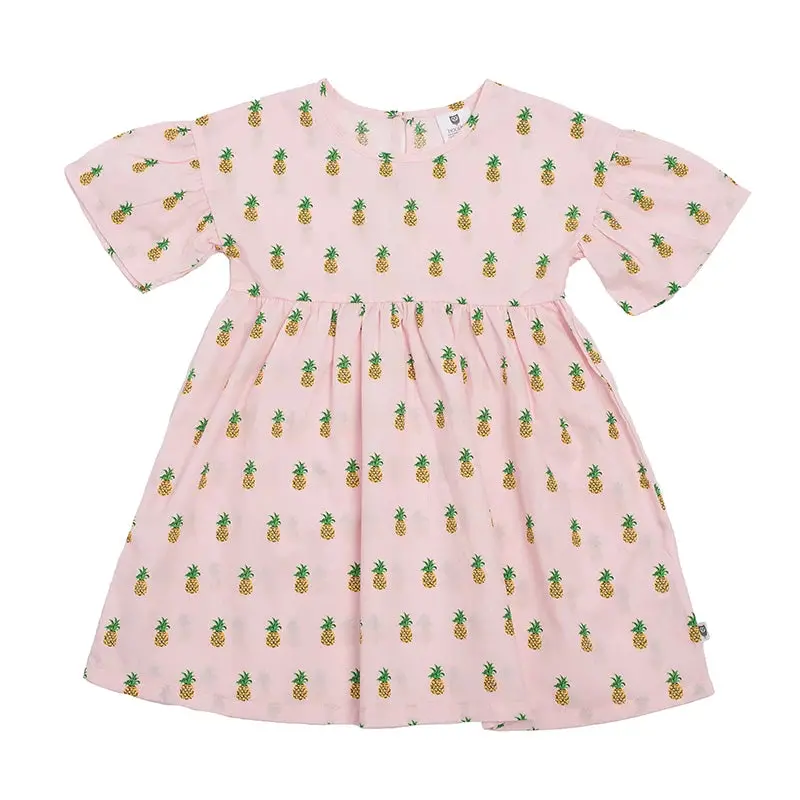 Hoot Kid - Afternoon Dress - Pink Pineapple 1