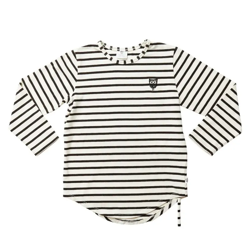 Hoot Kid - Distressed Stripe Tee - White Stripe 1