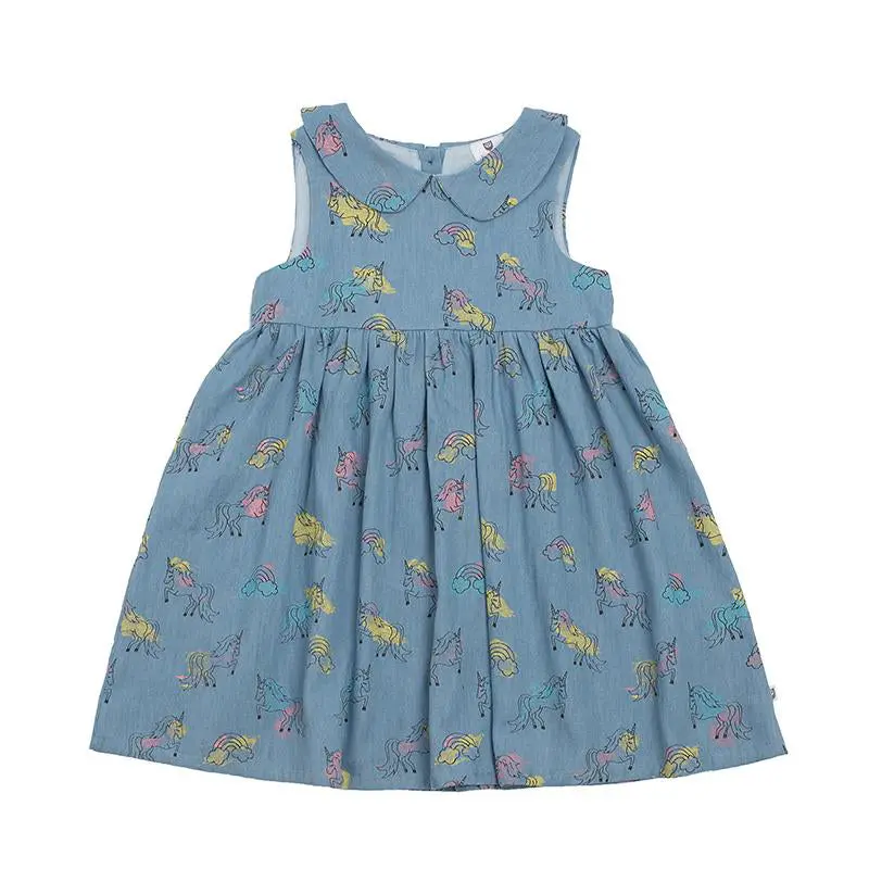 Hoot Kid - Ella Dress - Chambray Unicorn 1