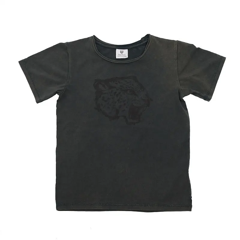 Hoot Kid - Leopard Roar Tee - Graphite 1