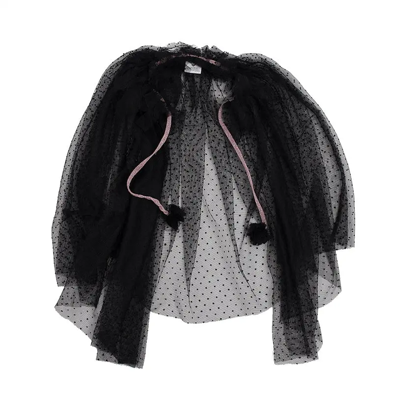 Hoot Kid - My Way Party Cape - Black Polka Dot Tulle 1