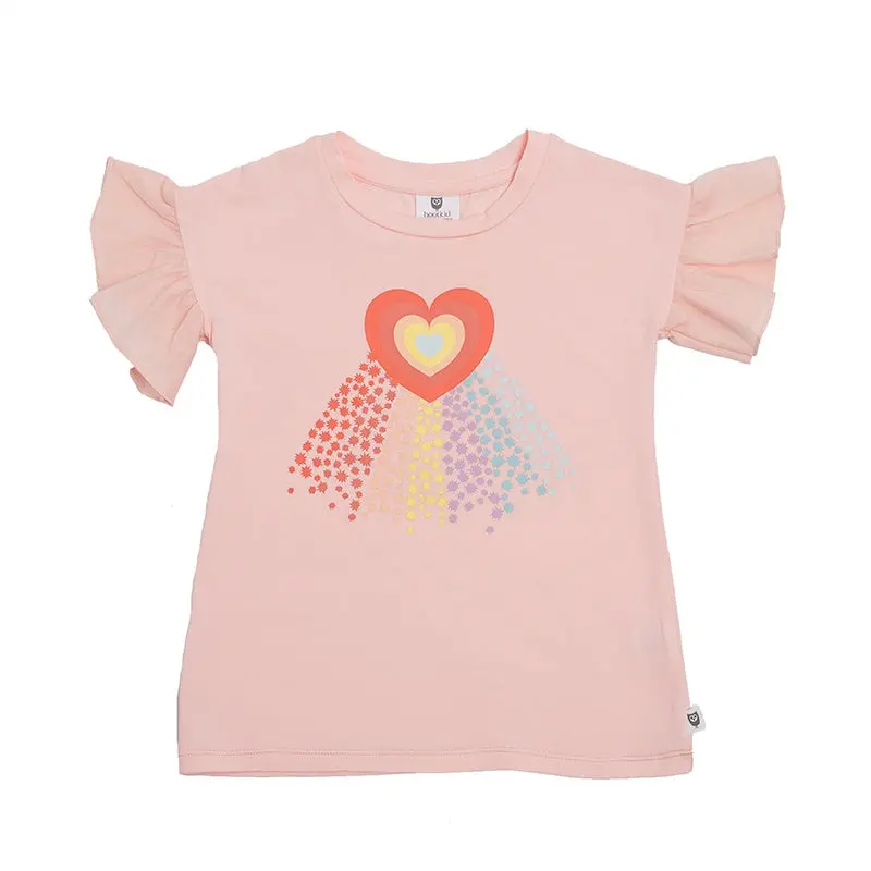 Hoot Kid - Rainbow Galaxy Tee - Ballet Pink 1