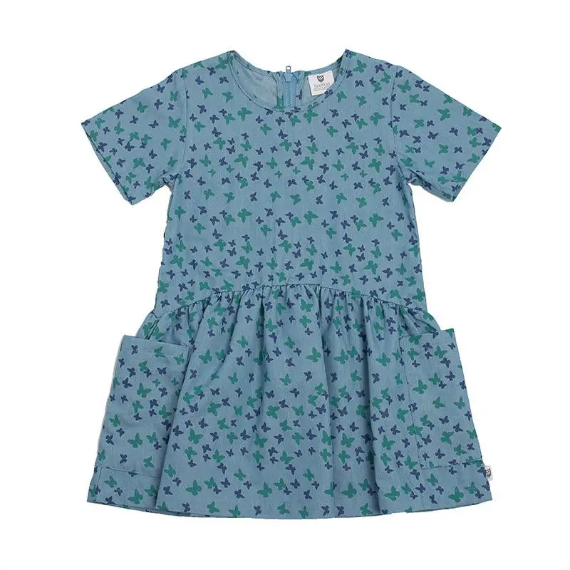 Hoot Kid - Seen It All Dress - Chambray Butterfly 1