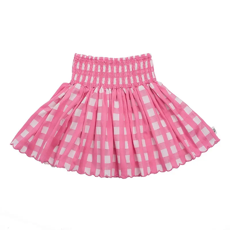 Hoot Kid - Summer Scallop Skirt - Candy Check 1
