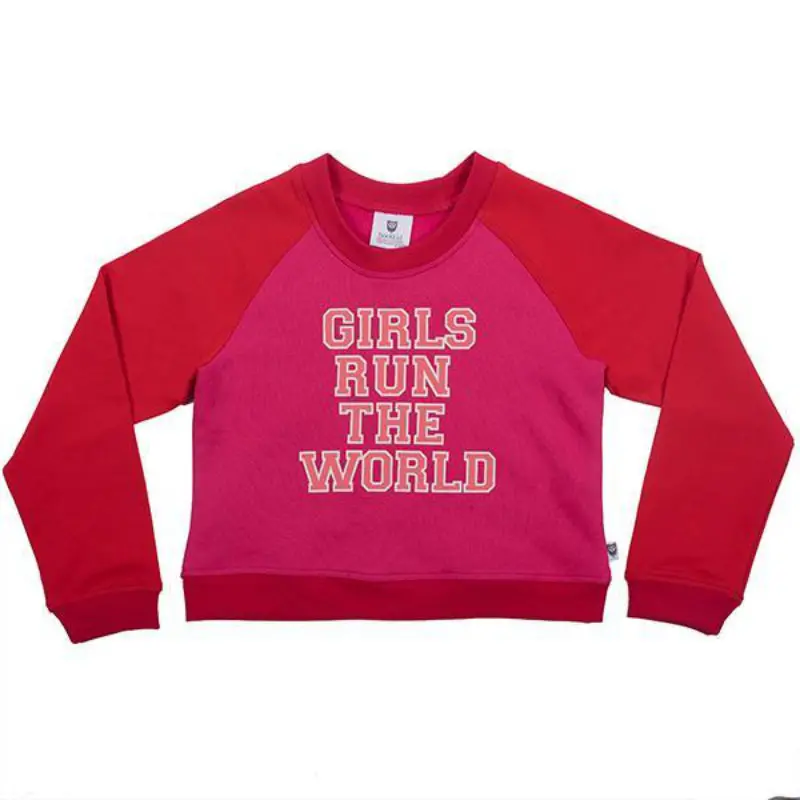 Hoot Kid - Girls Run The World Sweat - Red 1
