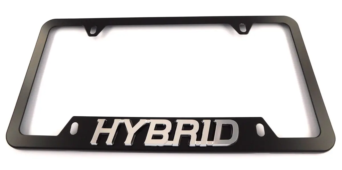 Hybrid Metal Black Aluminium Car License Plate Frame Holder 4 Hole Bottom Cutout 1
