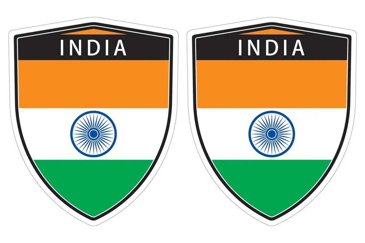 India Flag Shield Shape Decal Car Bumper Window Sticker Set Of 2,  Sh026 1