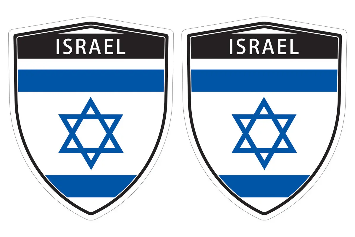 Israel Israeli Flag Shield Shape Decal Car Bumper Window Sticker Set Of 2,  Sh028 1