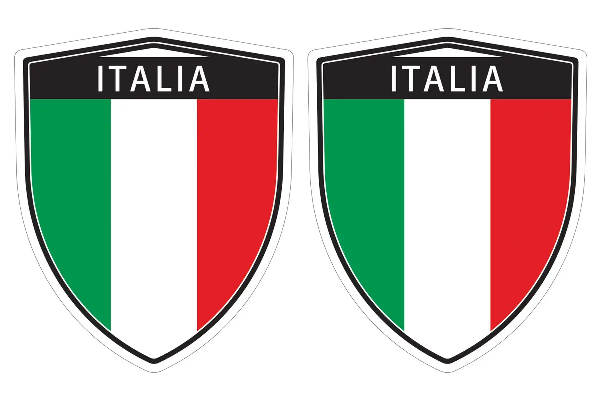 Italia Italy Flag Shield Shape Decal Car Bumper Window Sticker Set Of 2,  Sh029 1