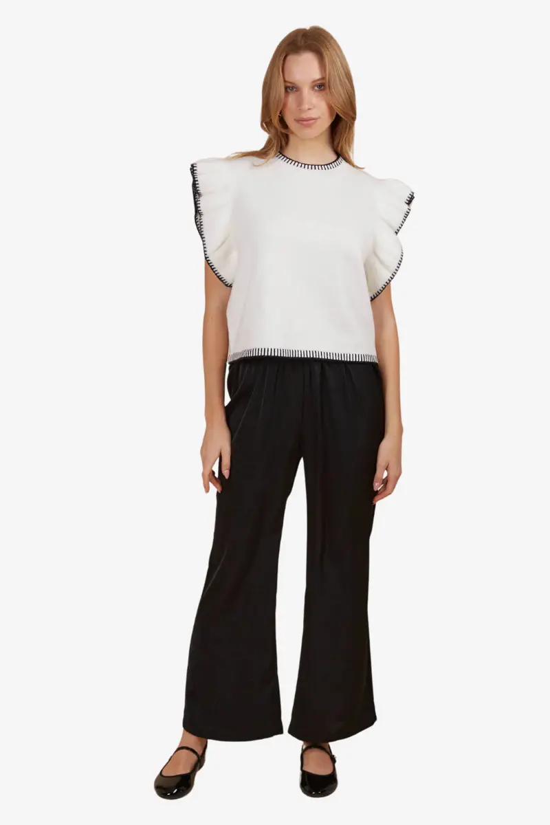 Isle Of Mine -Athena Frill Knit Top - Ivory 1